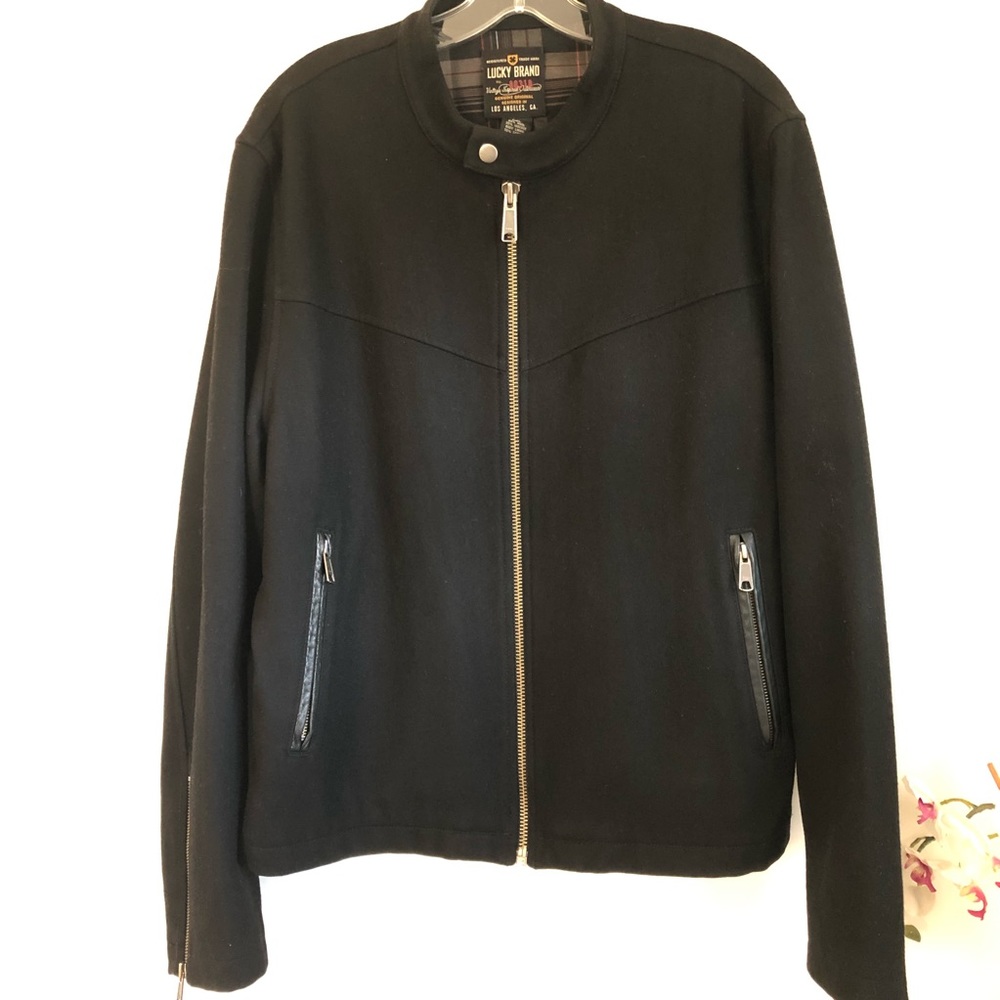 Lucky Brand Men's XLarge Black Wool Zip Jacket